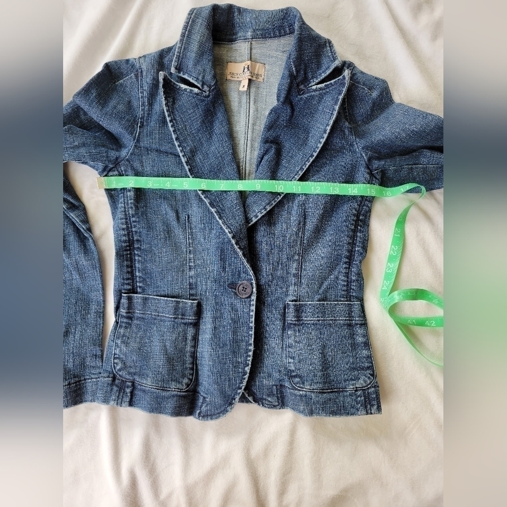 Juicy Couture Jeans Y2K denim 1 button blazer S - Picture 14 of 16